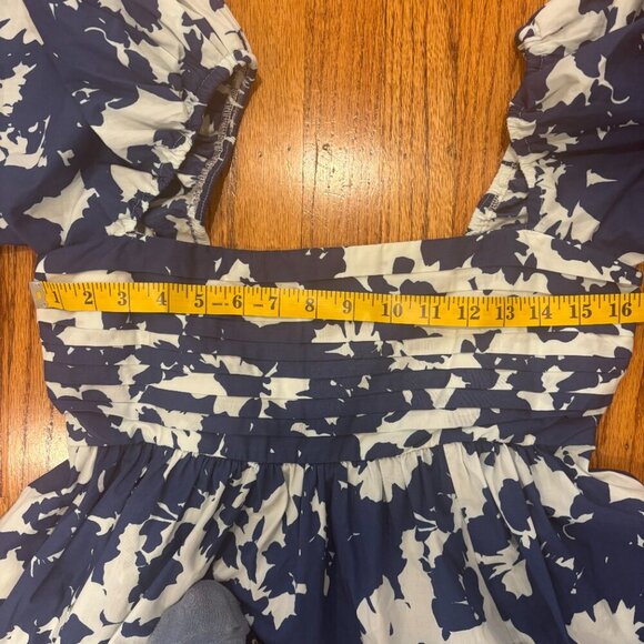 A&F Emerson Poplin Puff Sleeve Mini Dress - Navy and White - Size Medium - Picture 7 of 10